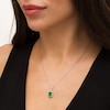 Thumbnail Image 2 of Emerald-Cut Lab-Created Emerald and White Sapphire Octagonal Frame Drop Pendant in Sterling Silver