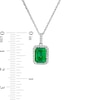 Thumbnail Image 2 of Emerald-Cut Lab-Created Emerald and White Sapphire Octagonal Frame Drop Pendant in Sterling Silver