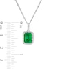 Thumbnail Image 3 of Emerald-Cut Lab-Created Emerald and White Sapphire Octagonal Frame Drop Pendant in Sterling Silver