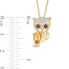 Thumbnail Image 2 of Pear-Shaped Citrine and Blue Lab-Created Sapphire Beaded Owl Pendant in Sterling Silver and 14K Gold Plate