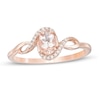 Thumbnail Image 0 of Oval Morganite and Diamond Accent Bypass Frame Twist Shank Ring in 10K Rose Gold