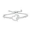 Thumbnail Image 1 of 3/8 CT. T.W. Diamond Tilted Heart with Infinity Bolo Bracelet in Sterling Silver - 9.0"