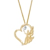 Thumbnail Image 0 of Exclusive Diamond-Cut and Beaded Guardian Angel of "HOPE" Tilted Heart Pendant in 10K Two-Tone Gold