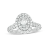 Thumbnail Image 1 of 1-1/2 CT. T.W. Certified Oval Lab-Grown Diamond Double Frame Engagement Ring in 14K White Gold (F/VS2)