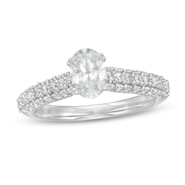 1-1/2 CT. T.W. Certified Oval Lab-Created Diamond Engagement Ring in 14K White Gold (F/VS2)