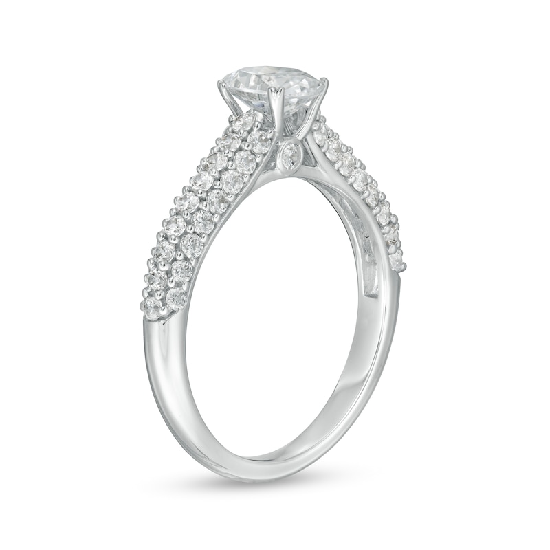 Main Image 3 of 1-1/2 CT. T.W. Certified Oval Lab-Grown Diamond Engagement Ring in 14K White Gold (F/VS2)