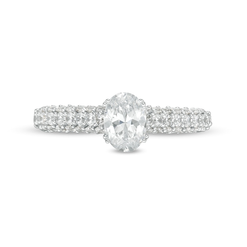 Main Image 4 of 1-1/2 CT. T.W. Certified Oval Lab-Grown Diamond Engagement Ring in 14K White Gold (F/VS2)