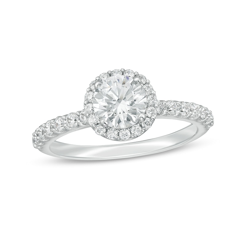 Main Image 1 of 1-1/2 CT. T.W. Certified Lab-Grown Diamond Frame Engagement Ring in 14K White Gold (F/VS2)