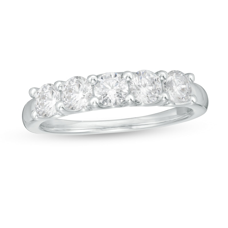 Main Image 1 of 1 CT. T.W. Certified Lab-Grown Diamond Five Stone Band in 14K White Gold (F/VS2)