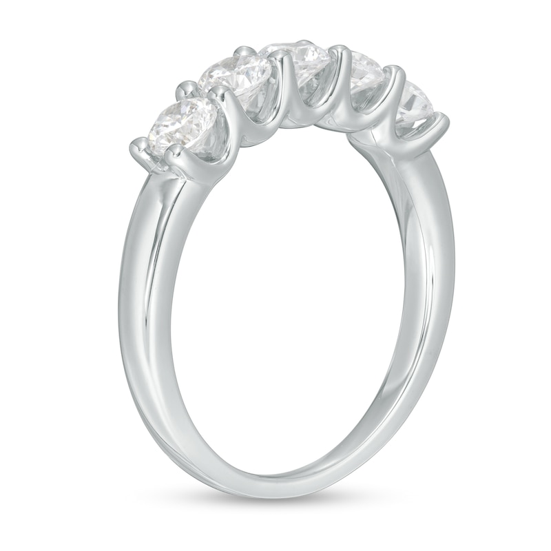 Main Image 3 of 1 CT. T.W. Certified Lab-Grown Diamond Five Stone Band in 14K White Gold (F/VS2)