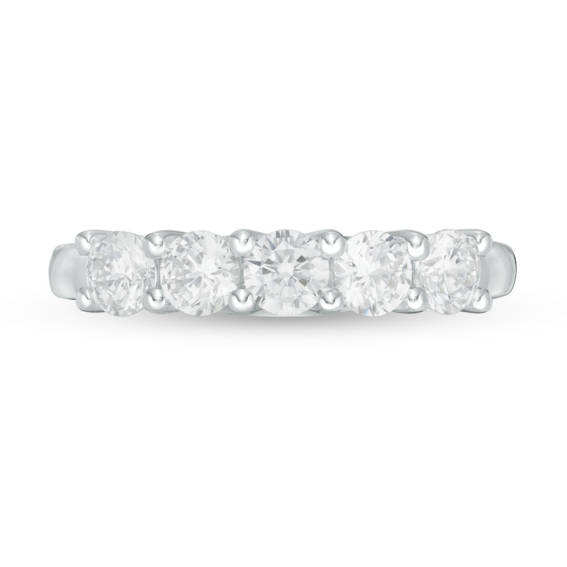 Main Image 4 of 1 CT. T.W. Certified Lab-Grown Diamond Five Stone Band in 14K White Gold (F/VS2)