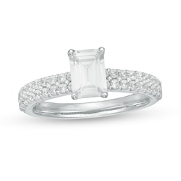 1-1/4 CT. T.W. Certified Emerald-Cut Lab-Created Diamond Engagement Ring in 14K White Gold (F/VS2)