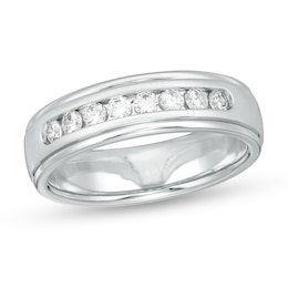 Men's 1/2 CT. T.W. Certified Lab-Created Diamond Wedding Band in 14K White Gold - Size 10