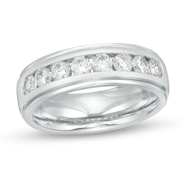 Men's 1 CT. T.W. Certified Lab-Created Diamond Wedding Band in 14K White Gold (F/VS2) - Size 10