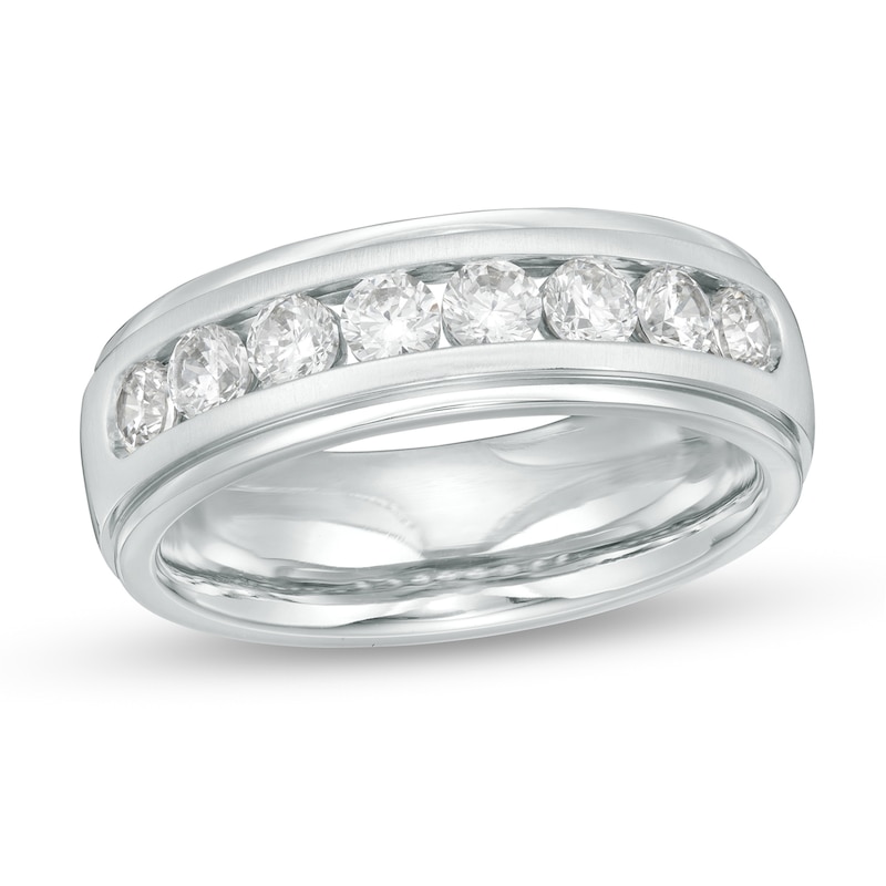 Main Image 1 of Men's 1 CT. T.W. Certified Lab-Grown Diamond Wedding Band in 14K White Gold (F/VS2) - Size 10