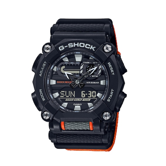 casio black and orange watch