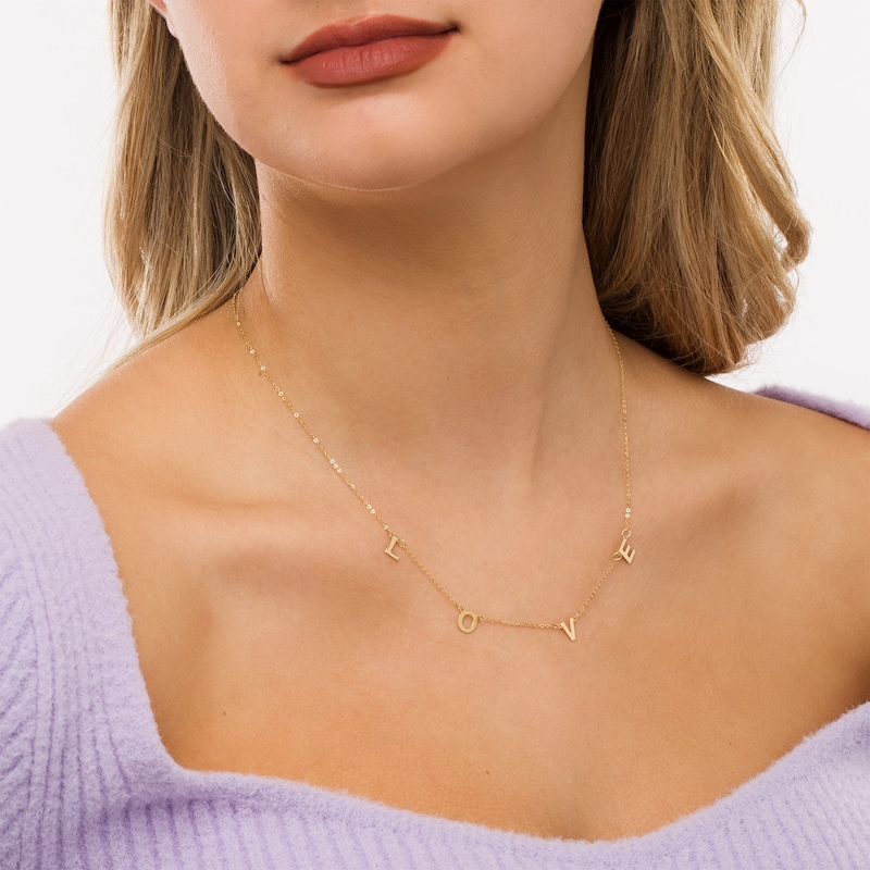 Letter A Necklace in 14k Gold