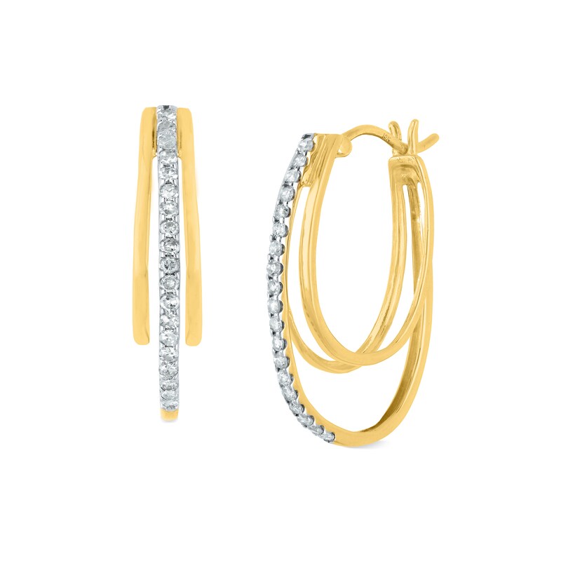 1/2 CT. T.W. Diamond Layered Hoop Earrings in 10K Gold