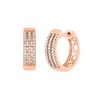 Thumbnail Image 1 of 1/4 CT. T.W. Diamond Triple Row Hoop Earrings in 14K Rose Gold