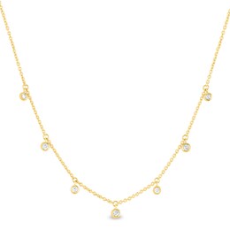 1/6 CT. T.W. Diamond Station Necklace in 10K Gold - 16&quot;