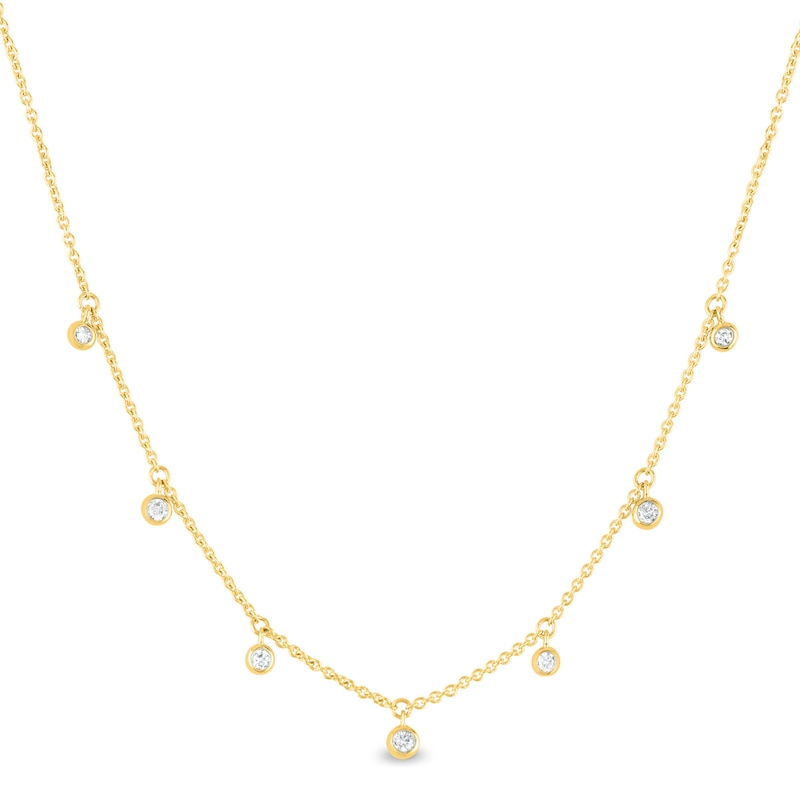 1/6 CT. T.W. Diamond Station Necklace in 10K Gold - 16"