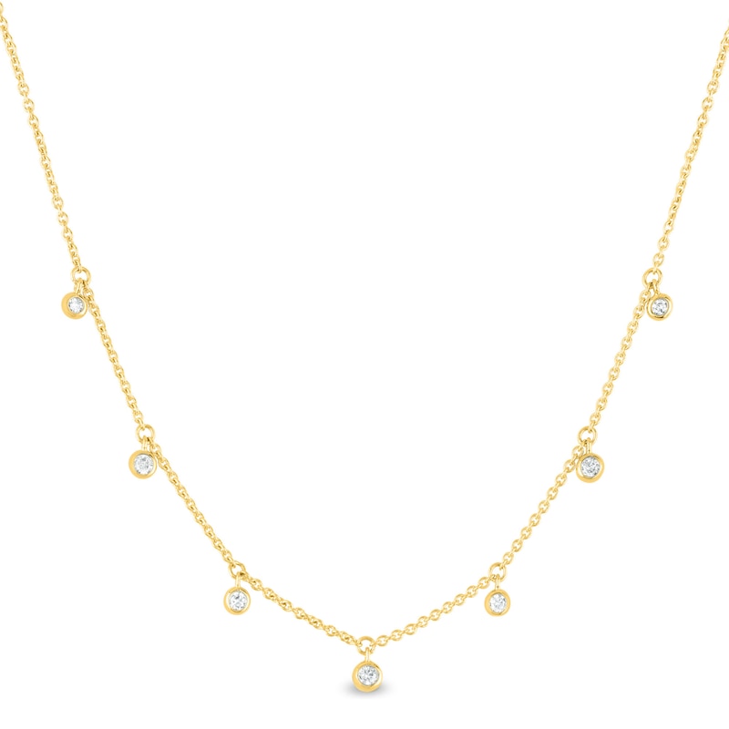 Main Image 1 of 1/6 CT. T.W. Diamond Station Necklace in 10K Gold - 16"