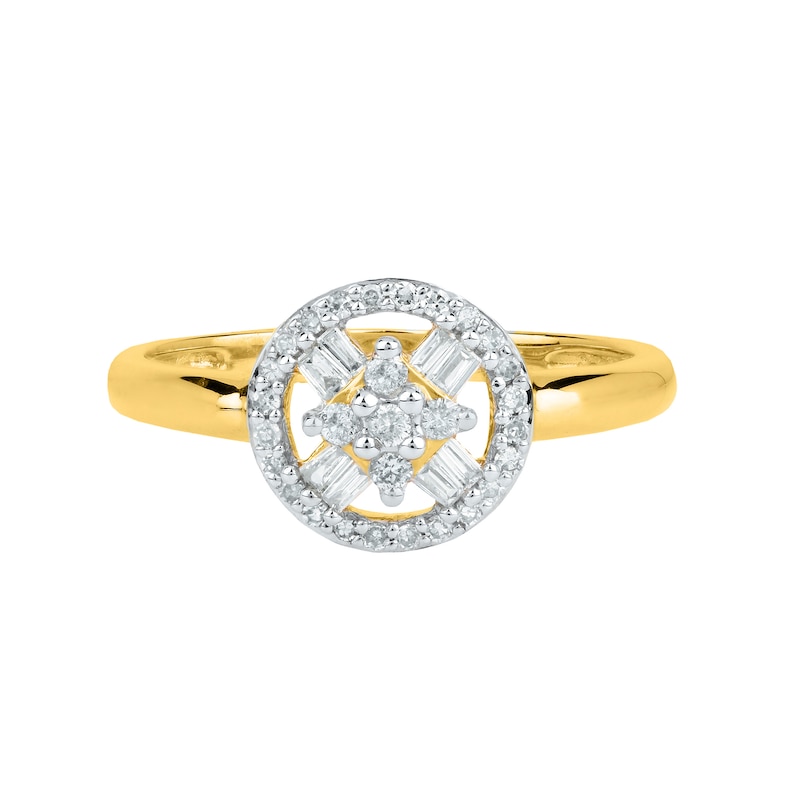 1/4 CT. T.W. Baguette and Round Diamond Circle Ring in 10K Gold