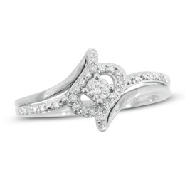1/4 CT. T.W. Diamond Bypass Ring in 10K White Gold