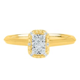 1/10 CT. T.W. Composite Diamond Rectangle Frame Engagement Ring in 10K Gold