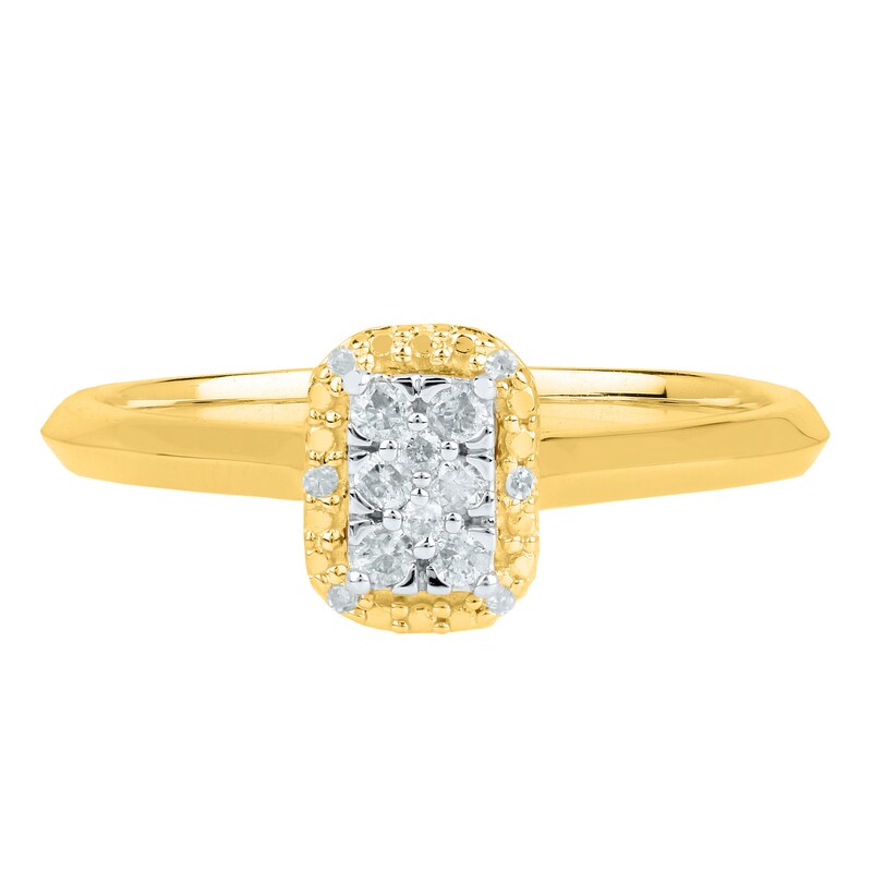 1/10 CT. T.W. Composite Diamond Rectangle Frame Engagement Ring in 10K Gold