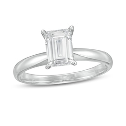 1 CT. Certified Emerald-Cut Lab-Created Diamond Solitaire Engagement Ring in 14K White Gold (F/VS2)