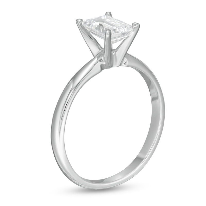 Main Image 3 of 1 CT. Certified Emerald-Cut Lab-Grown Diamond Solitaire Engagement Ring in 14K White Gold (F/VS2)