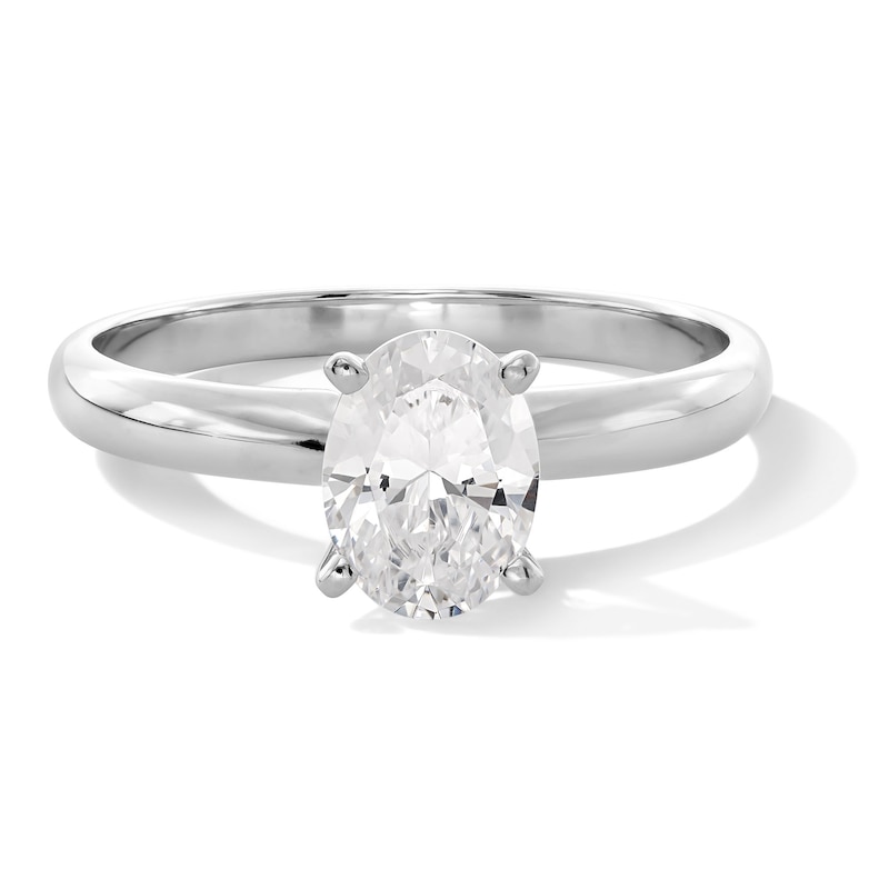 Main Image 1 of 1 CT. Certified Oval Lab-Grown Diamond Solitaire Engagement Ring in 14K White Gold (F/VS2)