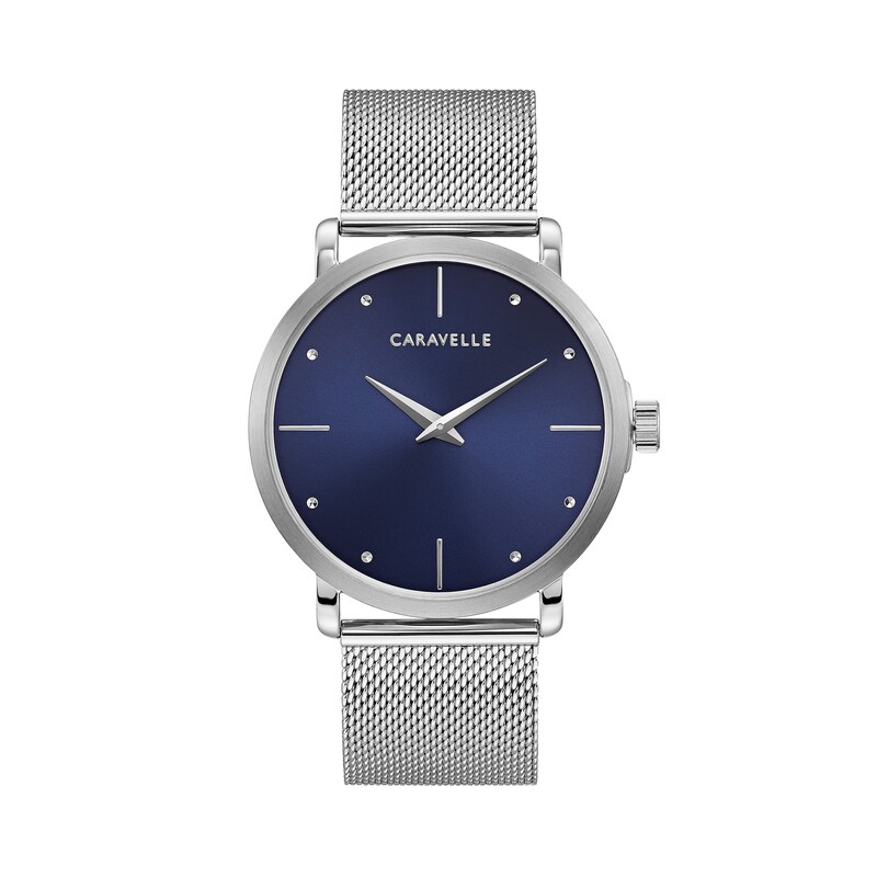 Men's Caravelle by Bulova Mesh Watch with Navy Blue Dial (Model: 43A149)