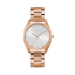 Ladies' Caravelle by Bulova Rose-Tone Watch with Silver-Tone Dial (Model: 45L179)
