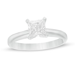 1 CT. Certified Princess-Cut Diamond Solitaire Engagement Ring in 14K White Gold (J/I2)