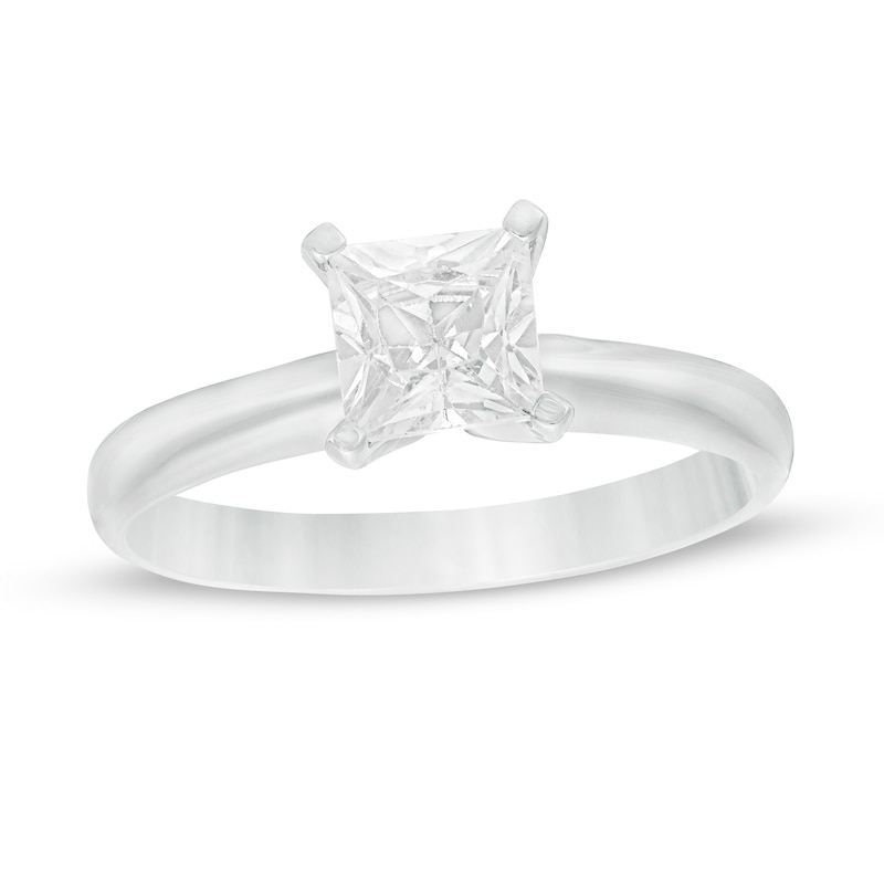 Main Image 1 of 1 CT. Certified Princess-Cut Diamond Solitaire Engagement Ring in 14K White Gold (J/I2)