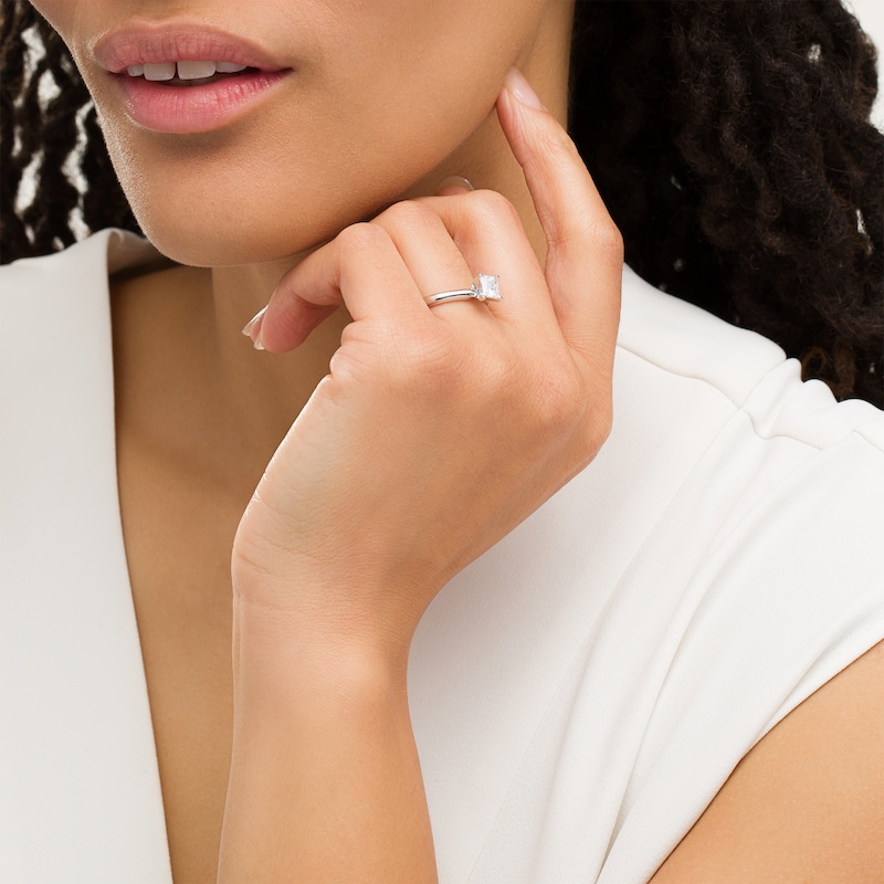 Main Image 2 of 1 CT. Certified Princess-Cut Diamond Solitaire Engagement Ring in 14K White Gold (J/I2)