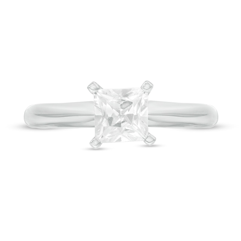 Main Image 4 of 1 CT. Certified Princess-Cut Diamond Solitaire Engagement Ring in 14K White Gold (J/I2)
