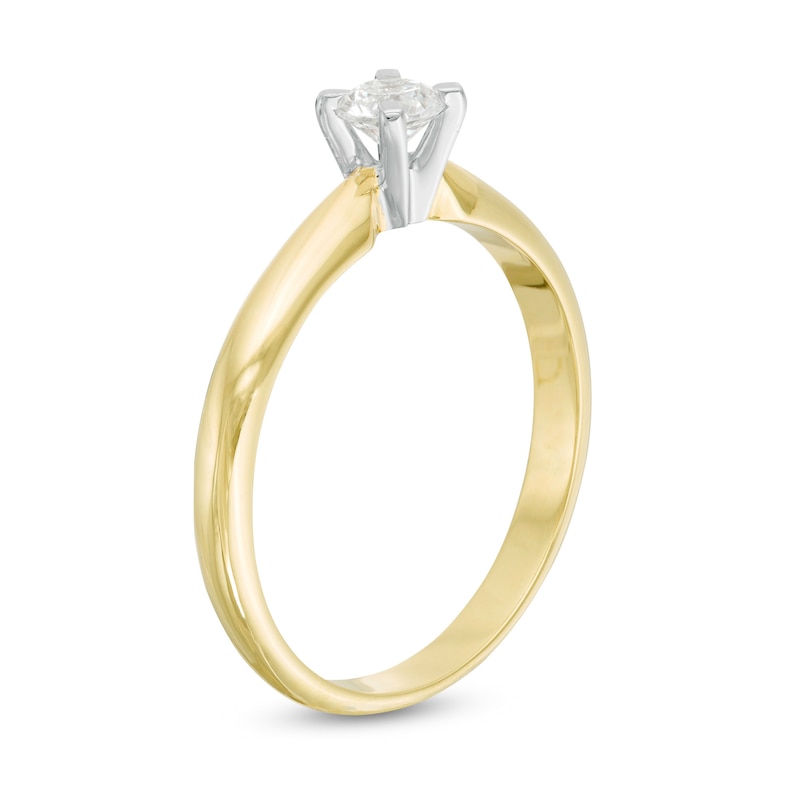 Main Image 3 of 1/4 CT. Diamond Solitaire Engagement Ring in 14K Gold (J/I2)