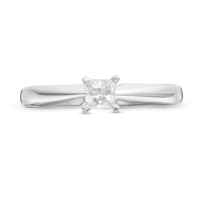 Main Image 4 of 1/4 CT. Princess-Cut Diamond Solitaire Engagement Ring in 14K White Gold (J/I2)