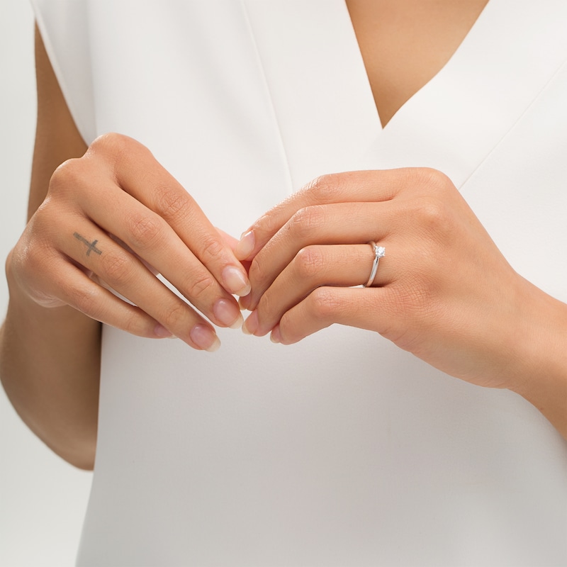 Main Image 2 of 1/3 CT. Diamond Solitaire Engagement Ring in 14K White Gold (J/I2)