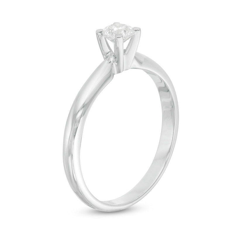 Main Image 3 of 1/3 CT. Diamond Solitaire Engagement Ring in 14K White Gold (J/I2)