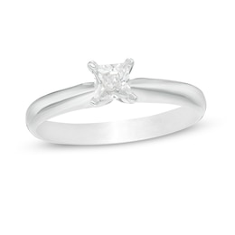 1/3 CT. Princess-Cut Diamond Solitaire Engagement Ring in 14K White Gold (J/I2)