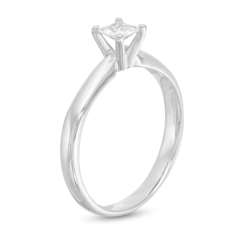 1/3 CT. Princess-Cut Diamond Solitaire Engagement Ring in 14K White Gold (J/I2)