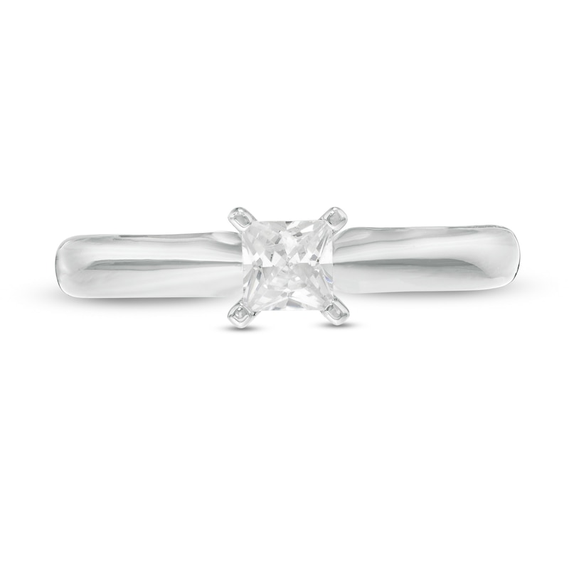Main Image 4 of 1/3 CT. Princess-Cut Diamond Solitaire Engagement Ring in 14K White Gold (J/I2)