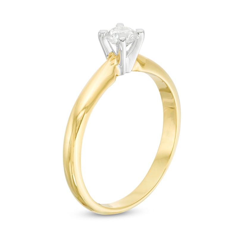 Main Image 3 of 1/3 CT. Diamond Solitaire Engagement Ring in 14K Gold (J/I2)