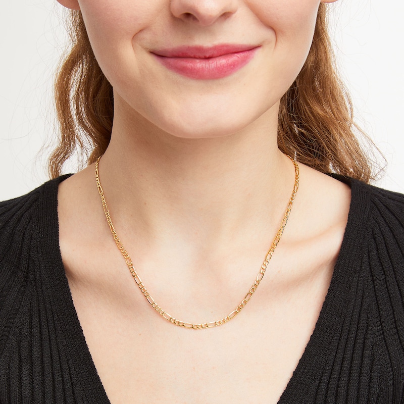 Main Image 2 of 3.6mm Figaro Chain Necklace in Hollow 14K Gold - 18"