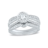 Thumbnail Image 1 of 3/8 CT. T.W. Diamond Frame Multi-Row Vintage-Style Bridal Set in 10K White Gold