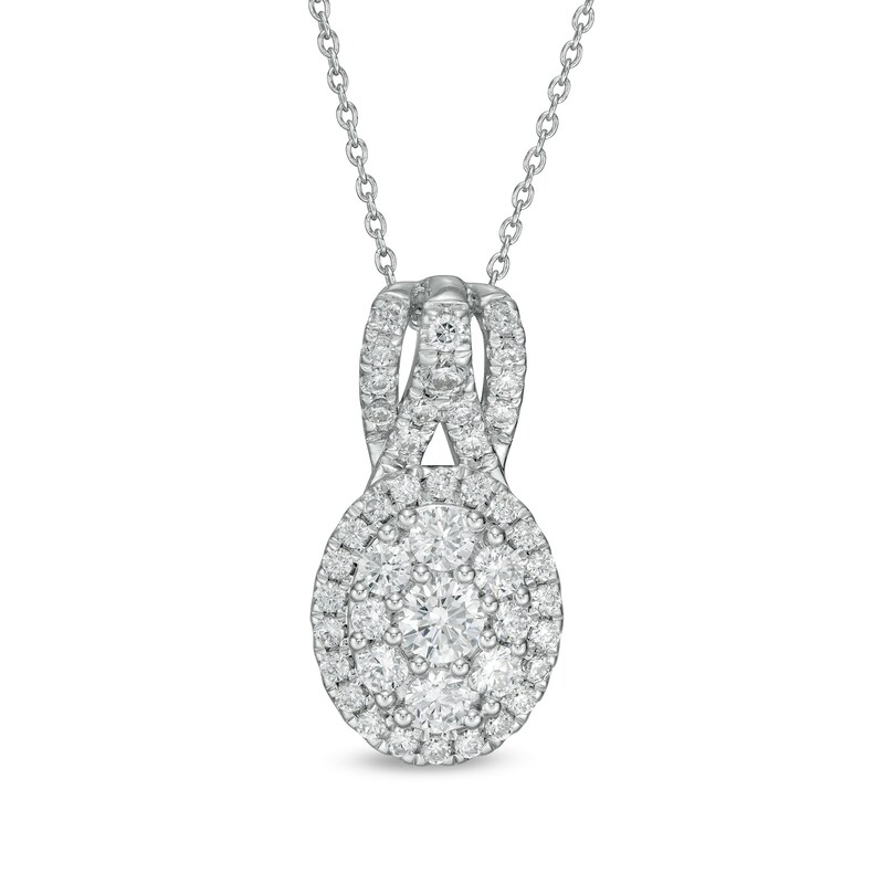 Main Image 1 of 1 CT. T.W. Certified Lab-Grown Diamond Oval Frame Pendant in 14K White Gold (F/SI2)